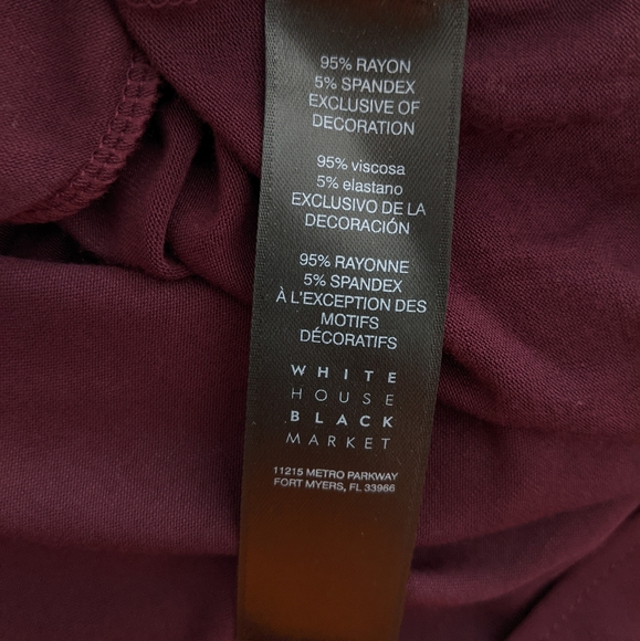 White House Black Market Burgundy Color Long Sleeves Top - Picture 3 of 10